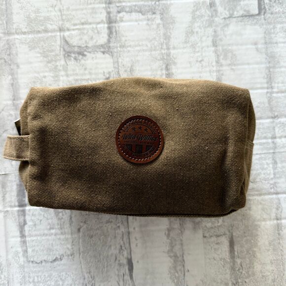 Wild Willies Green Toiletry Canvas Bag Travel Organizer Grooming Pouch - Picture 1 of 6